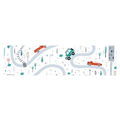 Cute-children-s-seamless-pattern-with-cars-road-park-houses-white-background-illustration-town Oblong Satin Scarf (16  X 60 ) by uniart180623