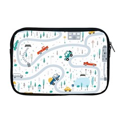 Cute-children-s-seamless-pattern-with-cars-road-park-houses-white-background-illustration-town Apple Macbook Pro 17  Zipper Case by uniart180623