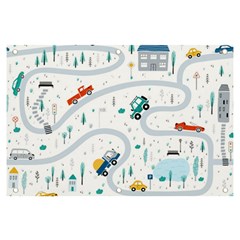 Cute-children-s-seamless-pattern-with-cars-road-park-houses-white-background-illustration-town Banner And Sign 6  X 4 