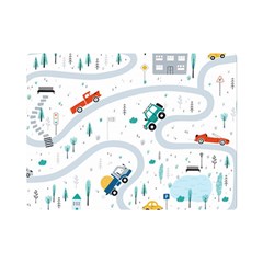 Cute-children-s-seamless-pattern-with-cars-road-park-houses-white-background-illustration-town Premium Plush Fleece Blanket (mini) by uniart180623