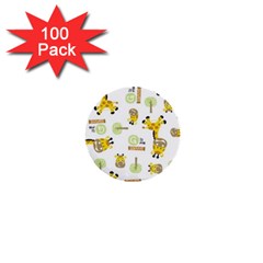 Vector-pattern-with-cute-giraffe-cartoon 1  Mini Buttons (100 Pack)  by uniart180623