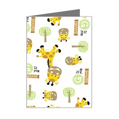 Vector-pattern-with-cute-giraffe-cartoon Mini Greeting Card by uniart180623