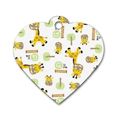 Vector-pattern-with-cute-giraffe-cartoon Dog Tag Heart (two Sides) by uniart180623