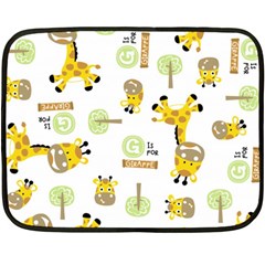 Vector-pattern-with-cute-giraffe-cartoon Two Sides Fleece Blanket (mini) by uniart180623