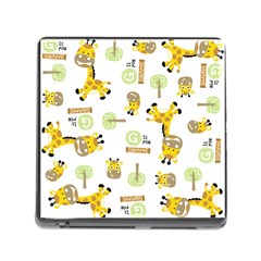 Vector-pattern-with-cute-giraffe-cartoon Memory Card Reader (square 5 Slot) by uniart180623