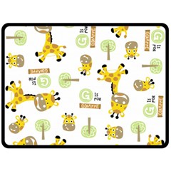 Vector-pattern-with-cute-giraffe-cartoon Fleece Blanket (large) by uniart180623