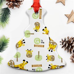 Vector-pattern-with-cute-giraffe-cartoon Ornament (christmas Tree)  by uniart180623