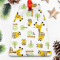 Vector-pattern-with-cute-giraffe-cartoon Ornament (bell) by uniart180623