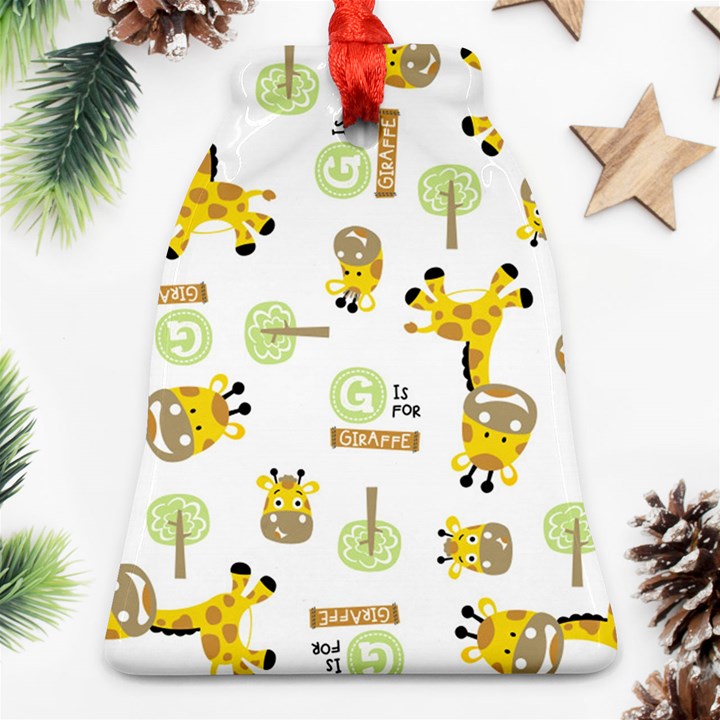 Vector-pattern-with-cute-giraffe-cartoon Ornament (Bell)