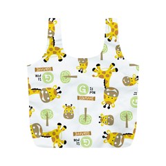 Vector-pattern-with-cute-giraffe-cartoon Full Print Recycle Bag (m) by uniart180623