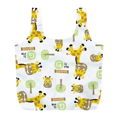 Vector-pattern-with-cute-giraffe-cartoon Full Print Recycle Bag (l) by uniart180623