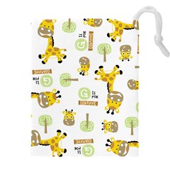 Vector-pattern-with-cute-giraffe-cartoon Drawstring Pouch (4xl) by uniart180623