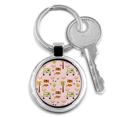 Cute-tiger-car-safari-seamless-pattern Key Chain (round) by uniart180623