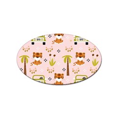 Cute-tiger-car-safari-seamless-pattern Sticker (oval) by uniart180623