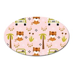 Cute-tiger-car-safari-seamless-pattern Oval Magnet by uniart180623