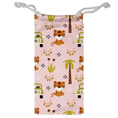 Cute-tiger-car-safari-seamless-pattern Jewelry Bag by uniart180623