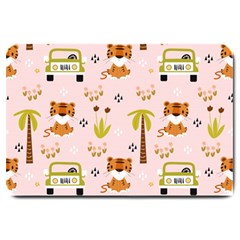 Cute-tiger-car-safari-seamless-pattern Large Doormat by uniart180623