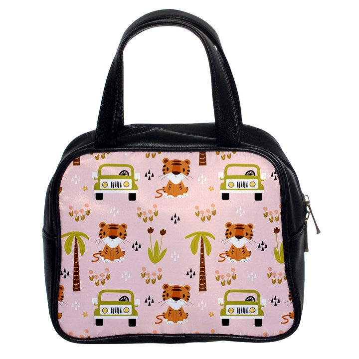 Cute-tiger-car-safari-seamless-pattern Classic Handbag (Two Sides)