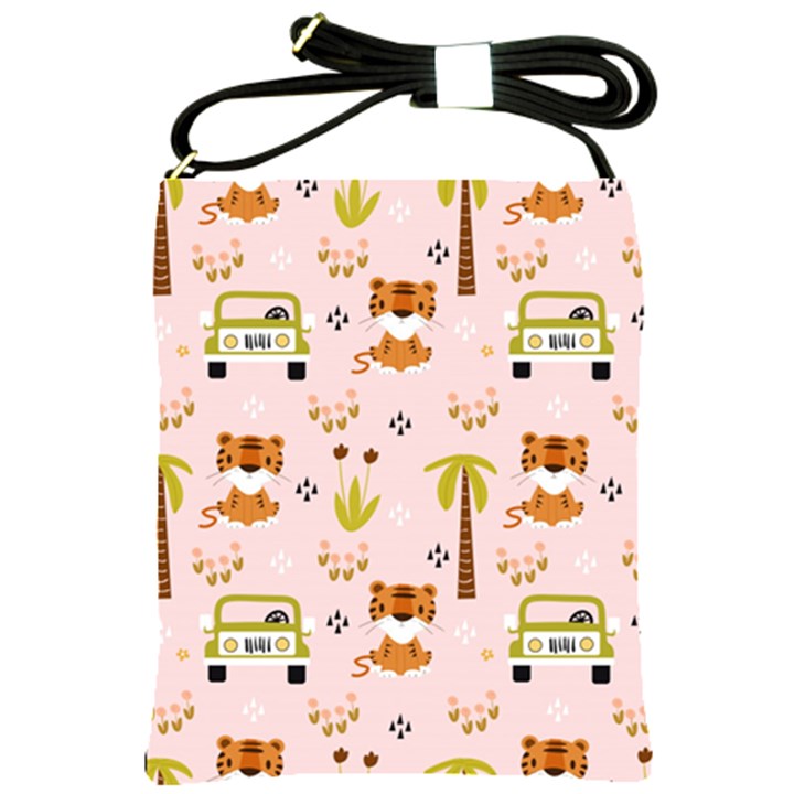 Cute-tiger-car-safari-seamless-pattern Shoulder Sling Bag