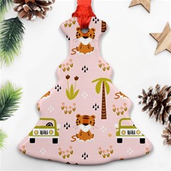 Cute-tiger-car-safari-seamless-pattern Christmas Tree Ornament (two Sides) by uniart180623