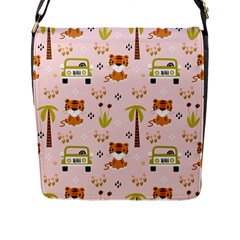 Cute-tiger-car-safari-seamless-pattern Flap Closure Messenger Bag (l) by uniart180623