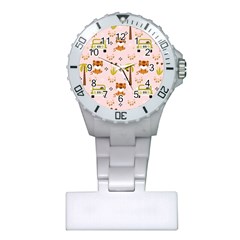 Cute-tiger-car-safari-seamless-pattern Plastic Nurses Watch by uniart180623