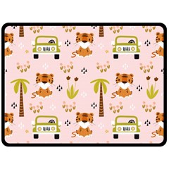 Cute-tiger-car-safari-seamless-pattern Two Sides Fleece Blanket (large) by uniart180623