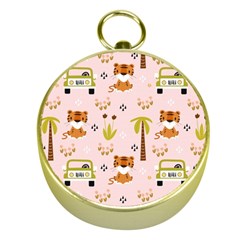 Cute-tiger-car-safari-seamless-pattern Gold Compasses by uniart180623