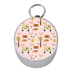 Cute-tiger-car-safari-seamless-pattern Mini Silver Compasses by uniart180623