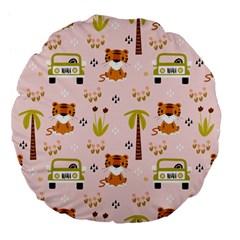 Cute-tiger-car-safari-seamless-pattern Large 18  Premium Flano Round Cushions by uniart180623