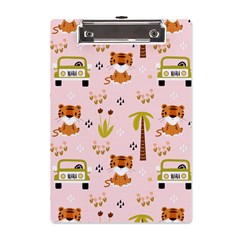 Cute-tiger-car-safari-seamless-pattern A5 Acrylic Clipboard by uniart180623