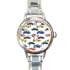 Cars-pattern Round Italian Charm Watch