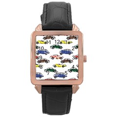 Cars-pattern Rose Gold Leather Watch  by uniart180623