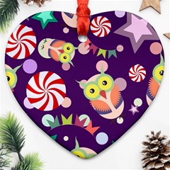 Owl-pattern-background Ornament (heart) by uniart180623