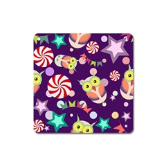 Owl-pattern-background Square Magnet