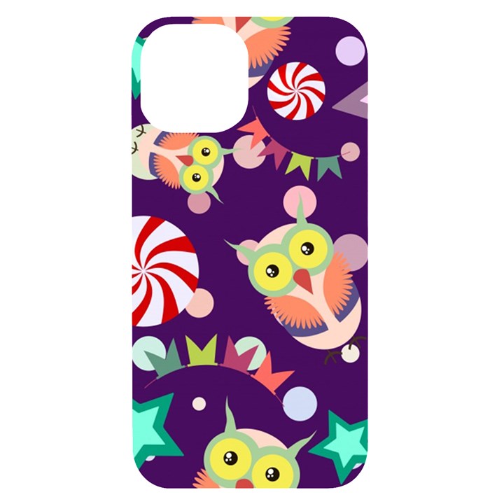 Owl-pattern-background iPhone 14 Black UV Print Case