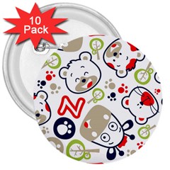 Animals-pattern 3  Buttons (10 Pack) 