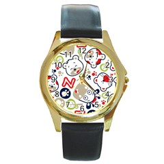 Animals-pattern Round Gold Metal Watch