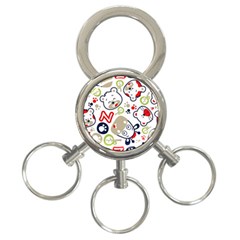 Animals-pattern 3-ring Key Chain