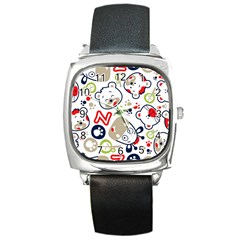 Animals-pattern Square Metal Watch by uniart180623