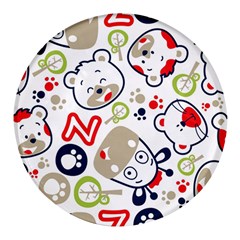 Animals-pattern Round Glass Fridge Magnet (4 Pack)