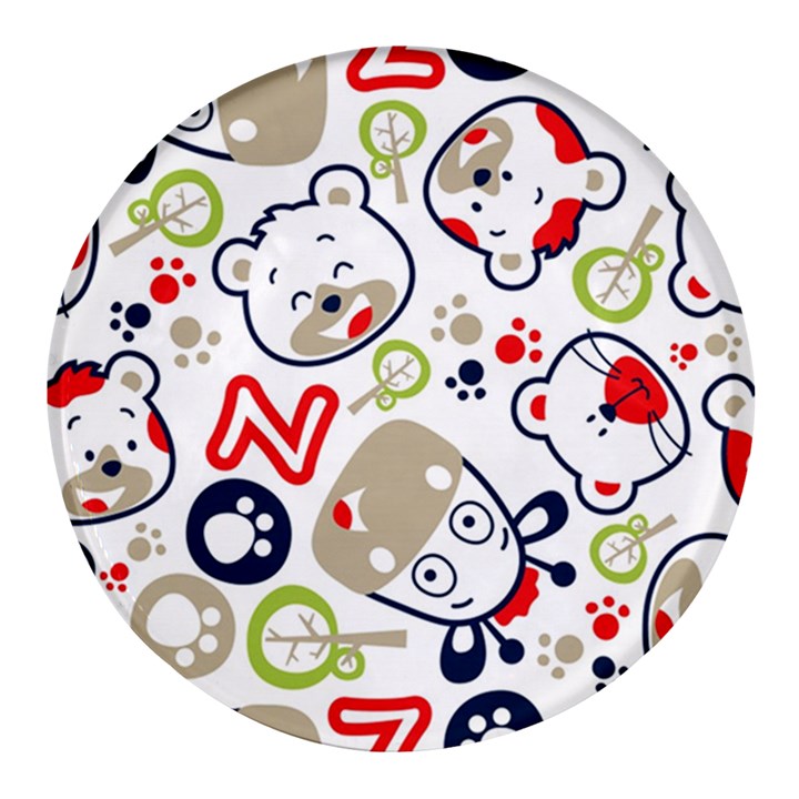 Animals-pattern Round Glass Fridge Magnet (4 pack)