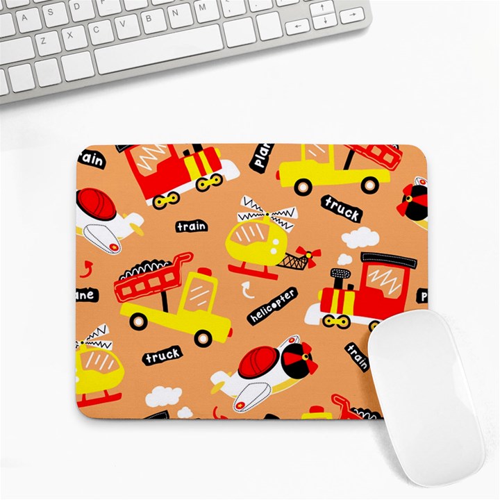 Seamless-pattern-cartoon-with-transportation-vehicles Small Mousepad