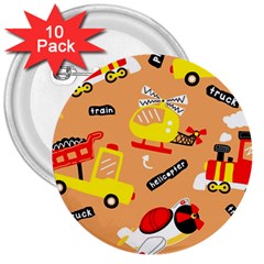 Seamless-pattern-cartoon-with-transportation-vehicles 3  Buttons (10 Pack)  by uniart180623