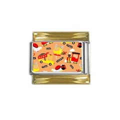 Seamless-pattern-cartoon-with-transportation-vehicles Gold Trim Italian Charm (9mm) by uniart180623