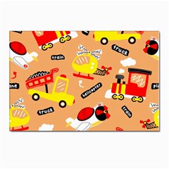 Seamless-pattern-cartoon-with-transportation-vehicles Postcard 4 x 6  (pkg Of 10) by uniart180623