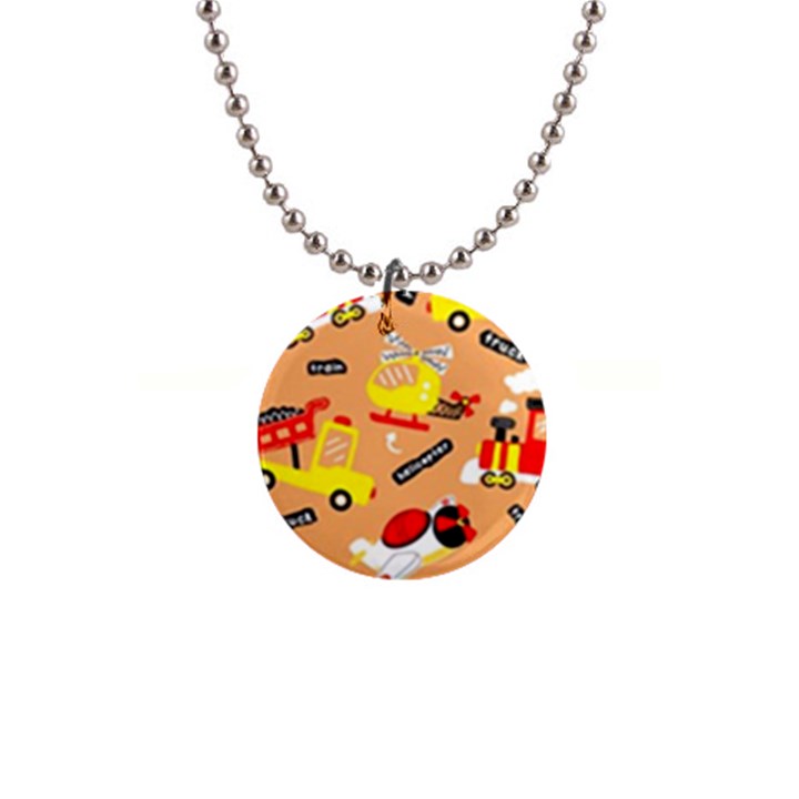 Seamless-pattern-cartoon-with-transportation-vehicles 1  Button Necklace