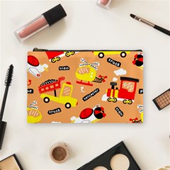 Seamless-pattern-cartoon-with-transportation-vehicles Cosmetic Bag (medium) by uniart180623