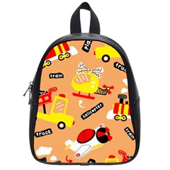 Seamless-pattern-cartoon-with-transportation-vehicles School Bag (small) by uniart180623