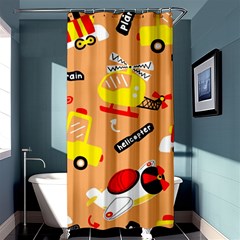 Seamless-pattern-cartoon-with-transportation-vehicles Shower Curtain 36  X 72  (stall)  by uniart180623